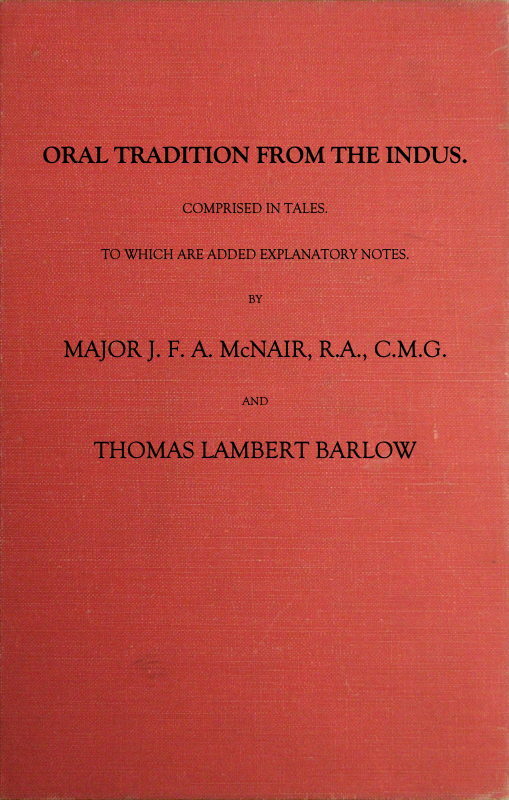 Oral Tradition from the Indus / Comprised in Tales to Which Are Added Explanatory Notes