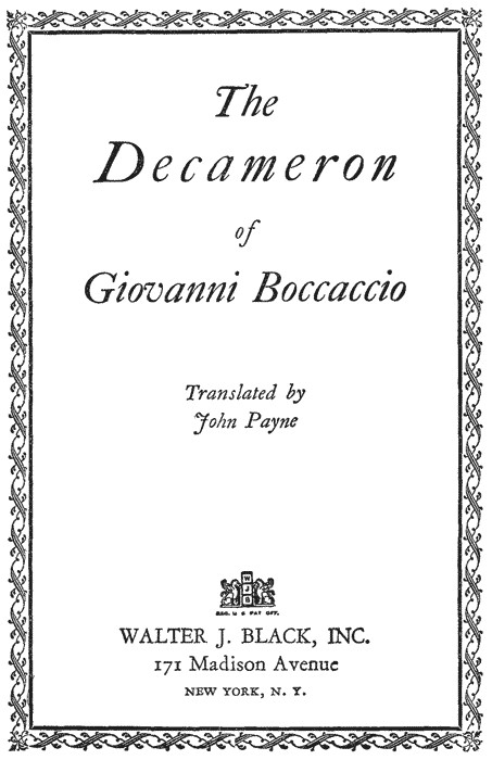 The Decameron of Giovanni Boccaccio